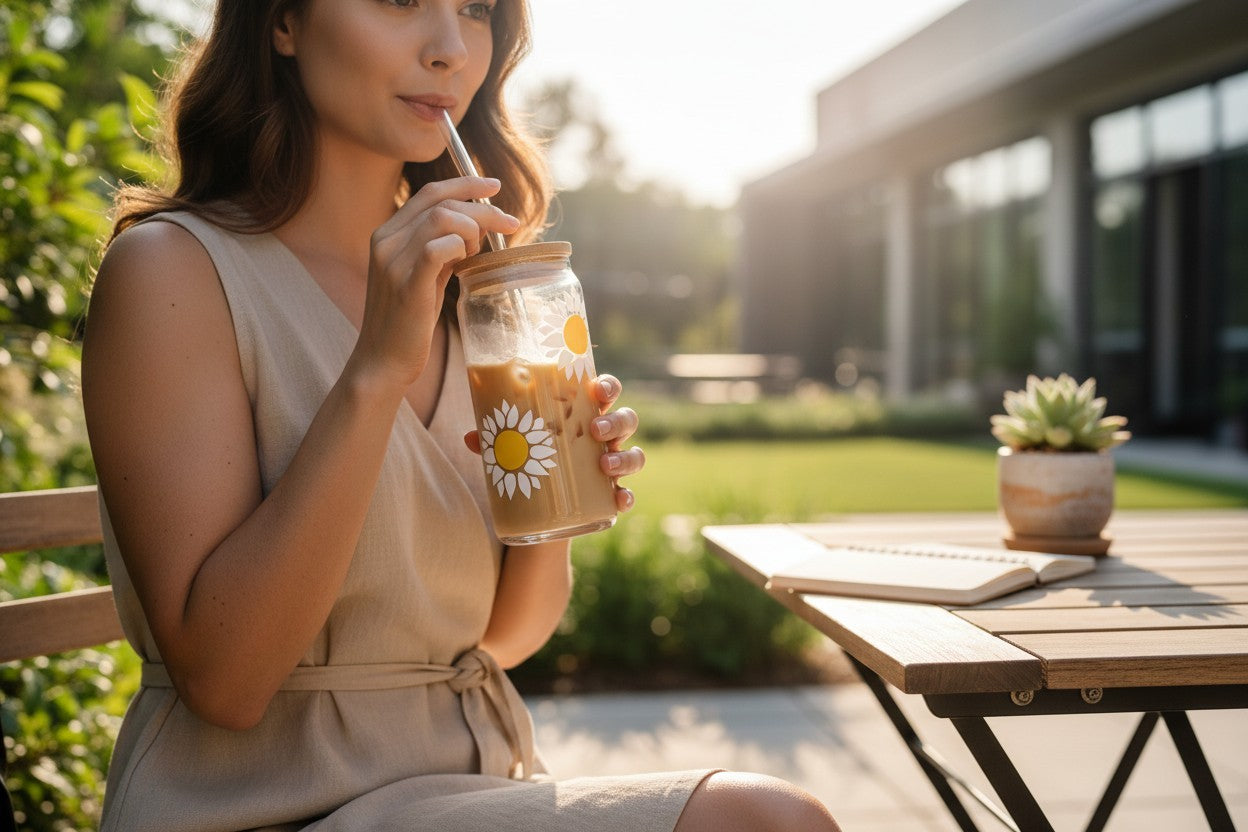 20 oz Daisy Can Glass