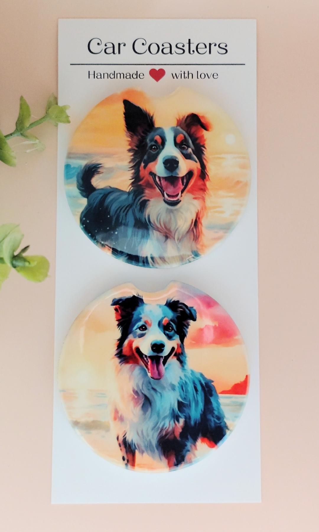 Ceramic Car Coasters Australian Shepherd