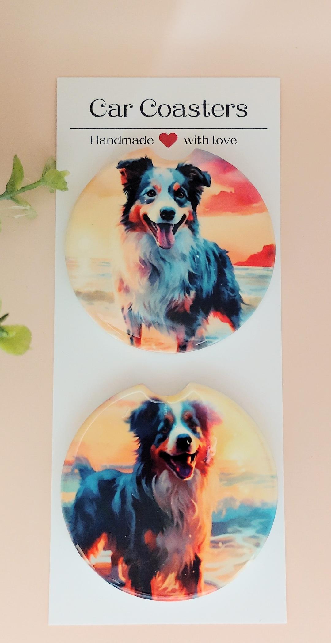 Ceramic Car Coasters Australian Shepherd 2