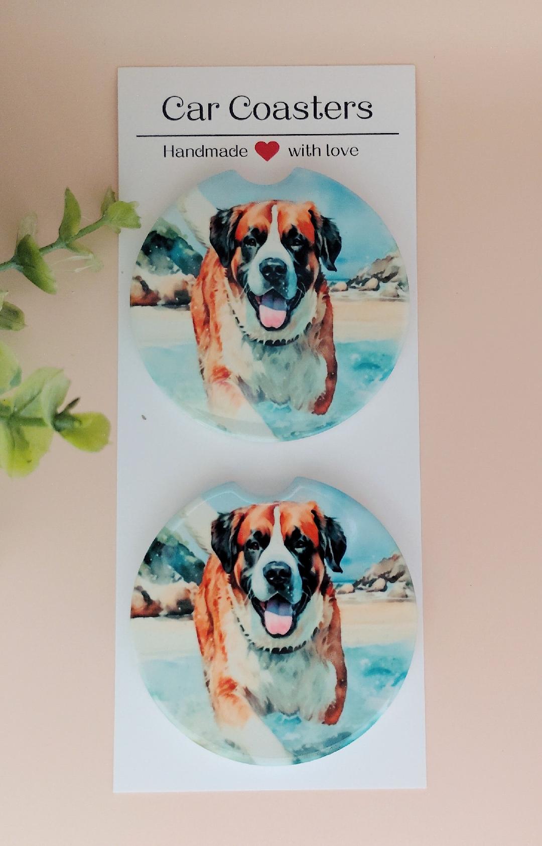 Ceramic Car Coasters St. Bernard