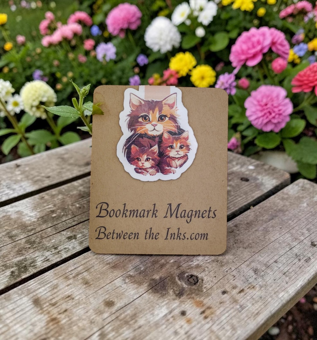 MaMa Kitty and two Kittens 2 Magnetic Bookmarker