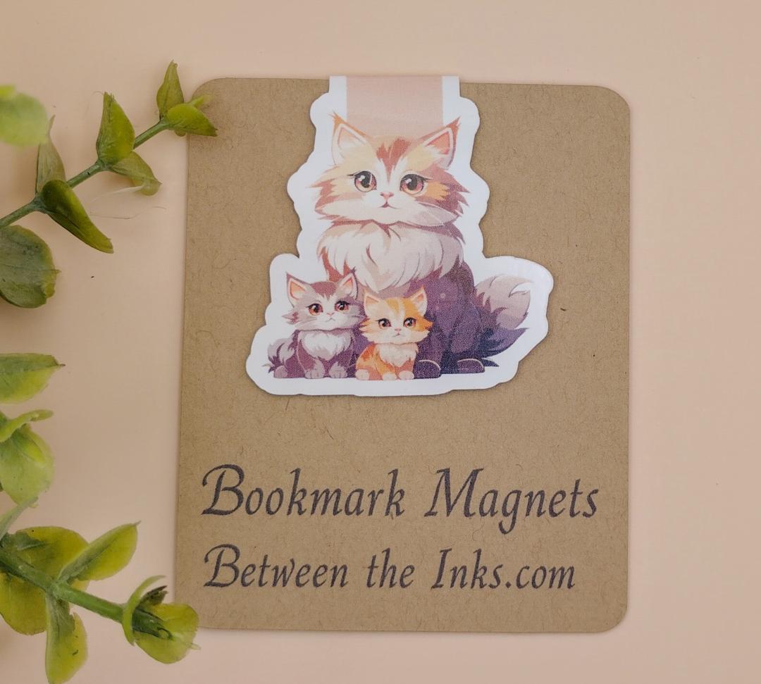 MaMa Kitty and two Kittens 2 Magnetic Bookmarker