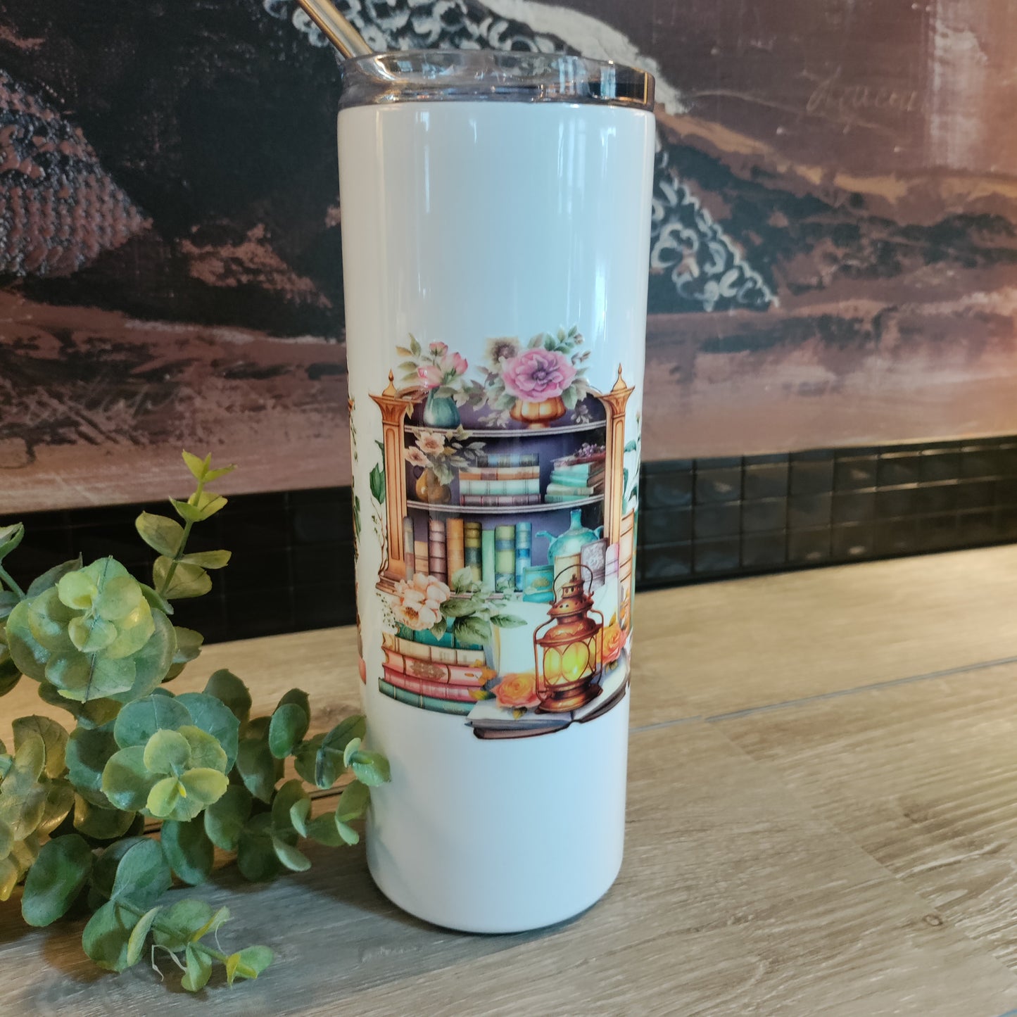 Book Amour Tumbler/White/Stainless Steel