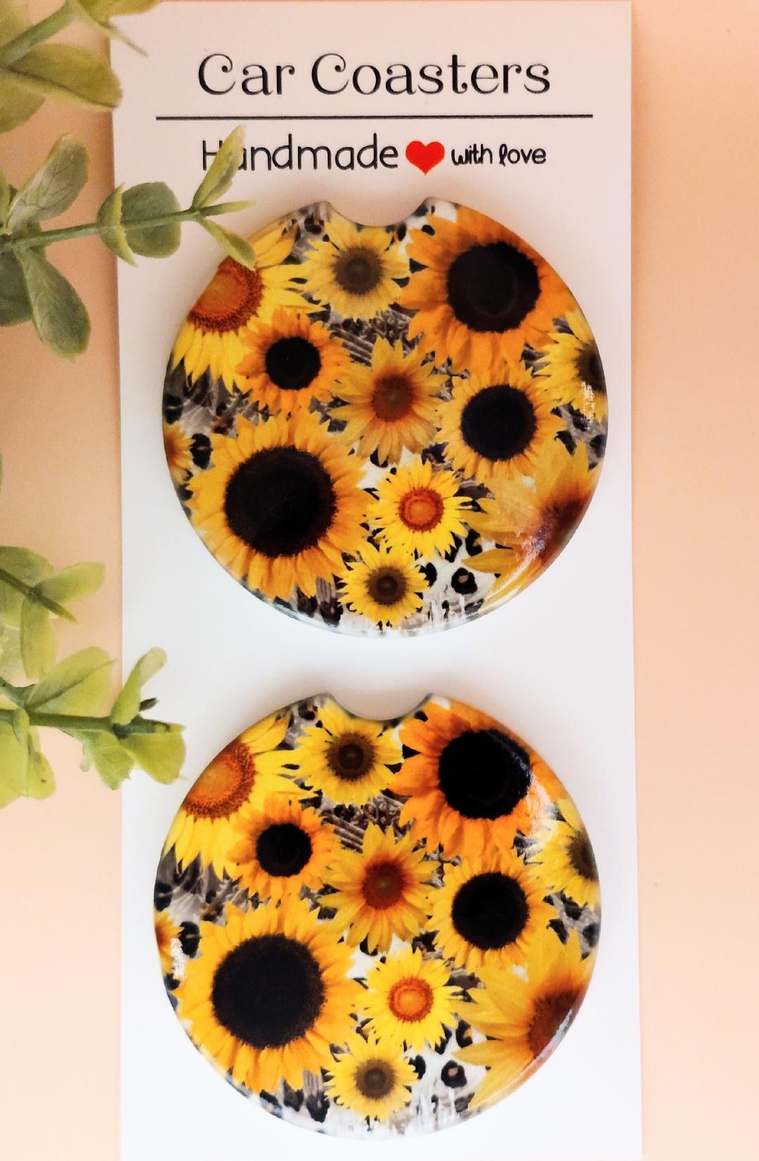 Ceramic Car Coasters Daisies