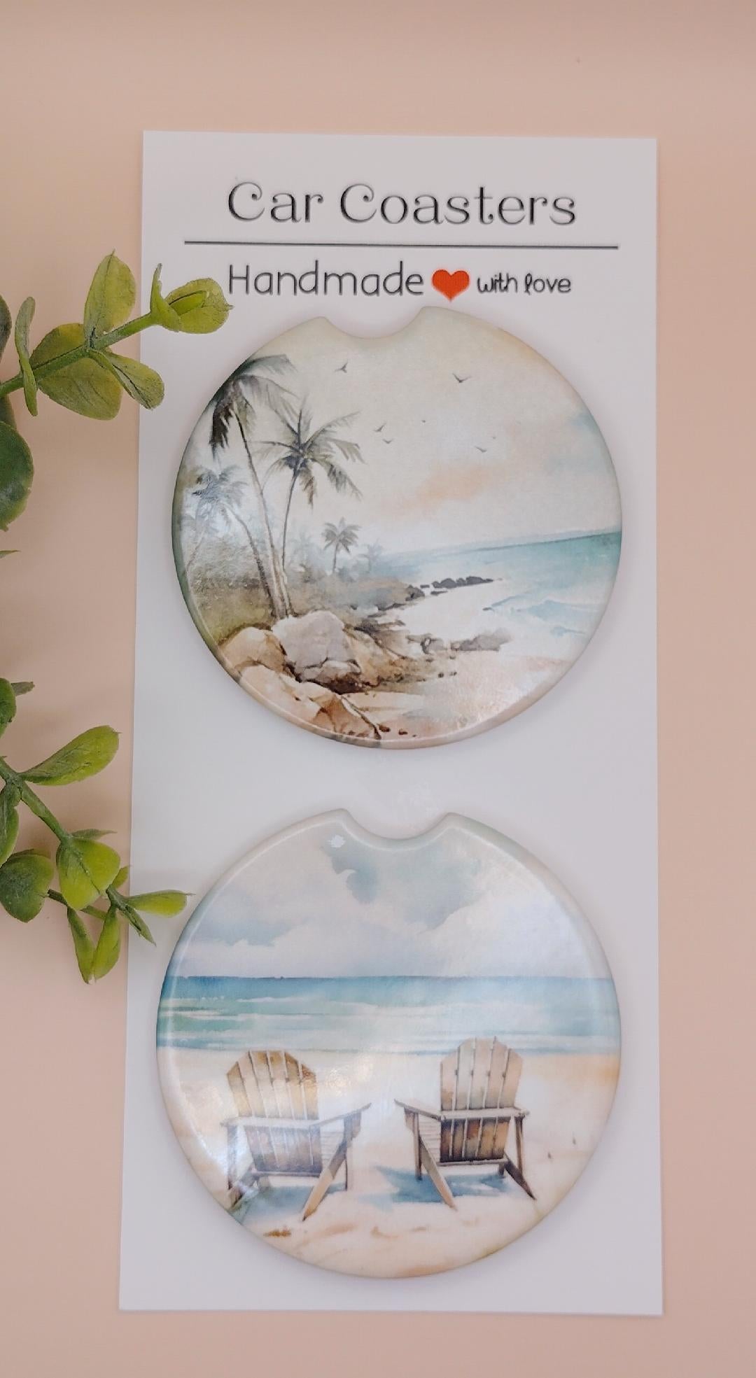 Ceramic Car Coasters Beach 3