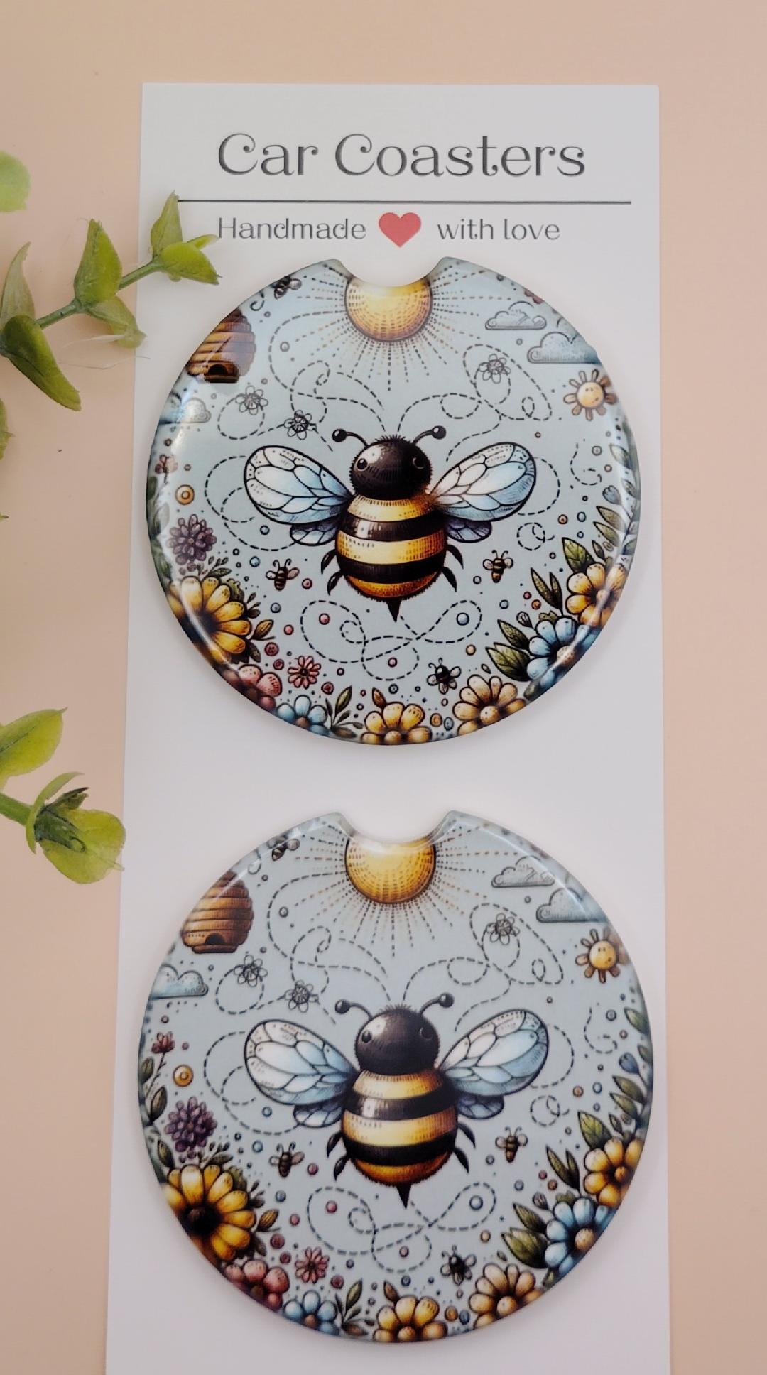 Ceramic Car Coasters Single Bee