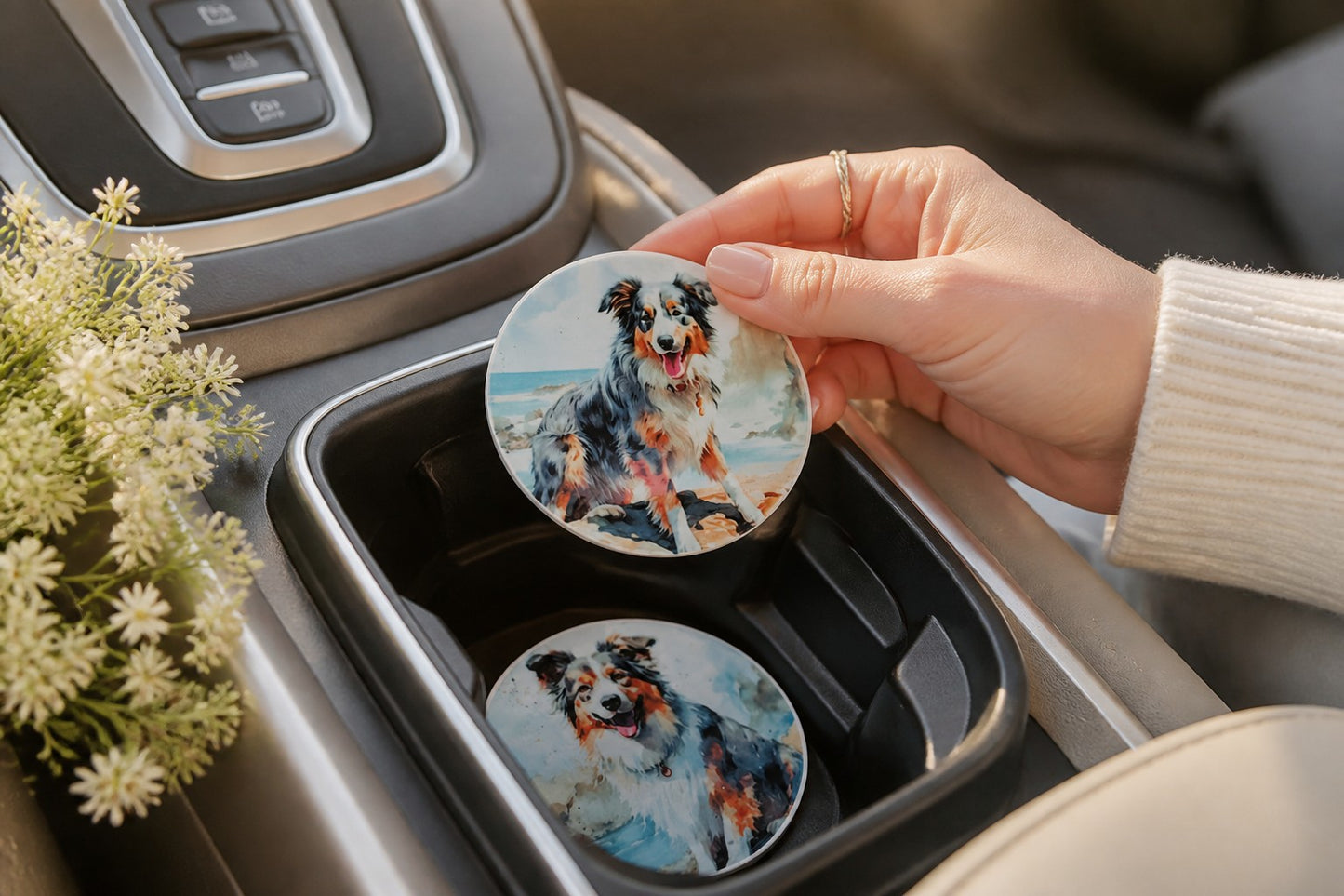 Ceramic Car Coasters Australian Shepherd 3