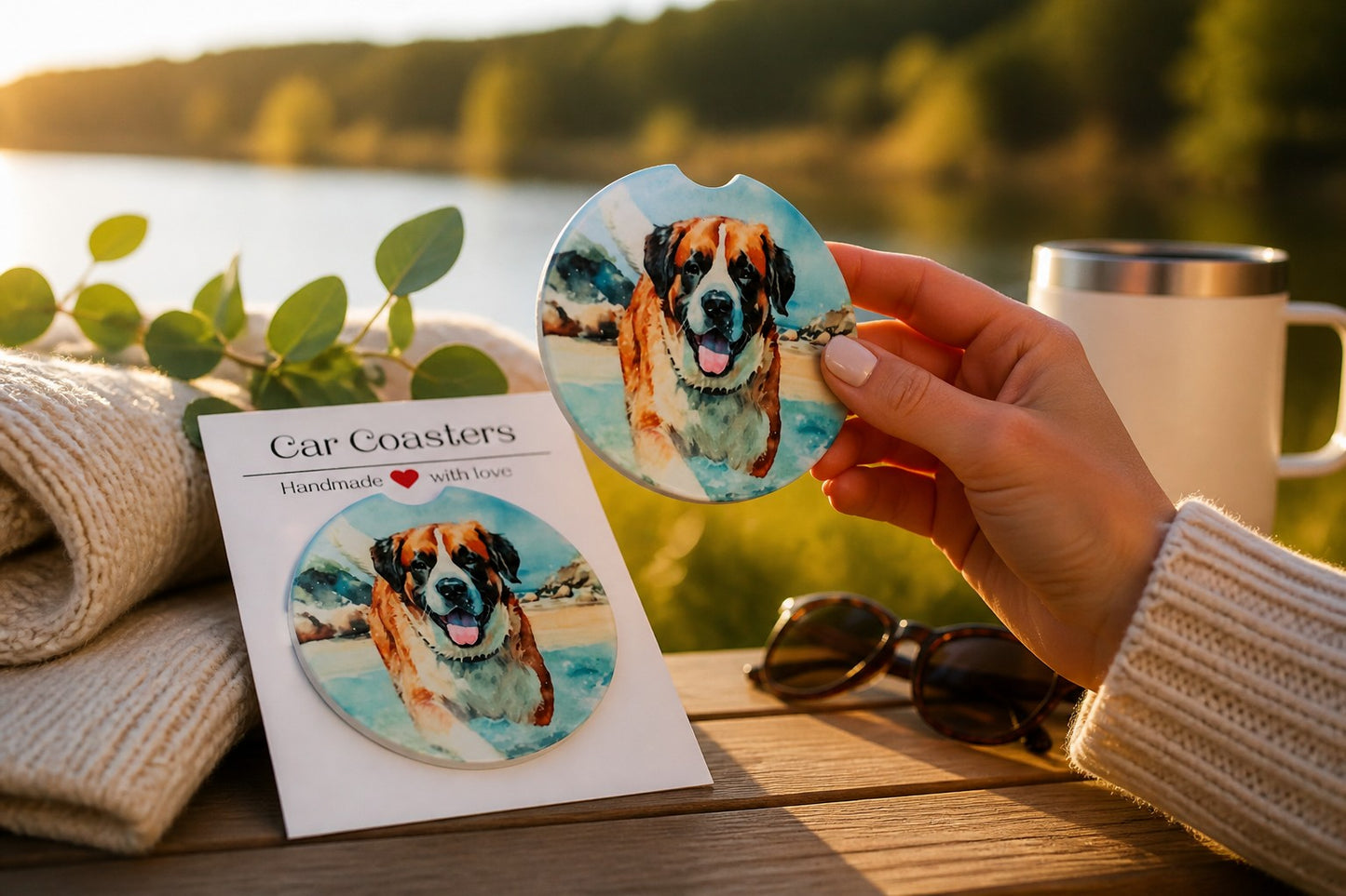 Ceramic Car Coasters St. Bernard