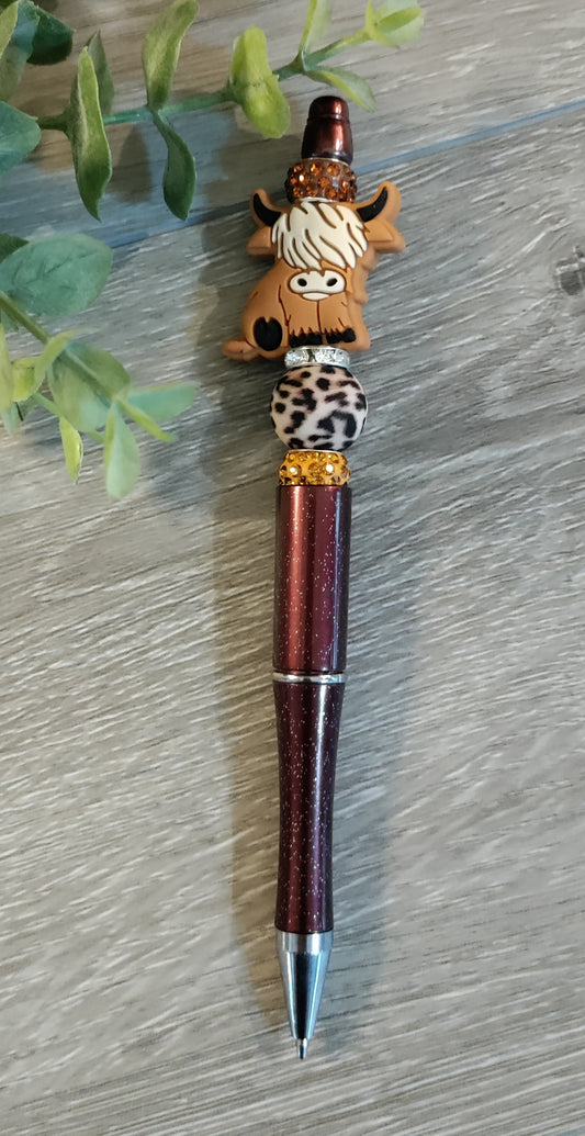 Cow Pen with Cowhide Bead