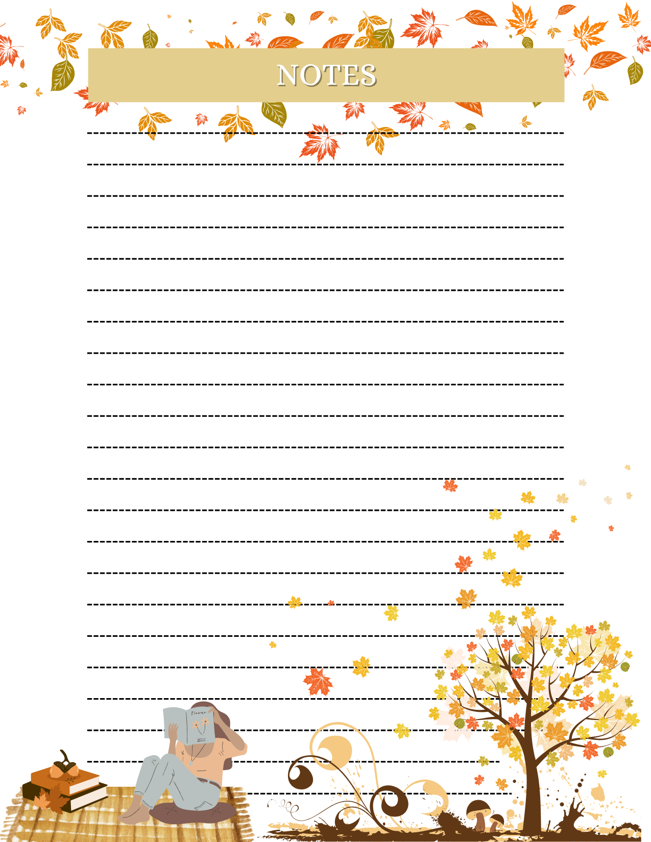 Notepads Reading in the Fall 4.25 x 5.5