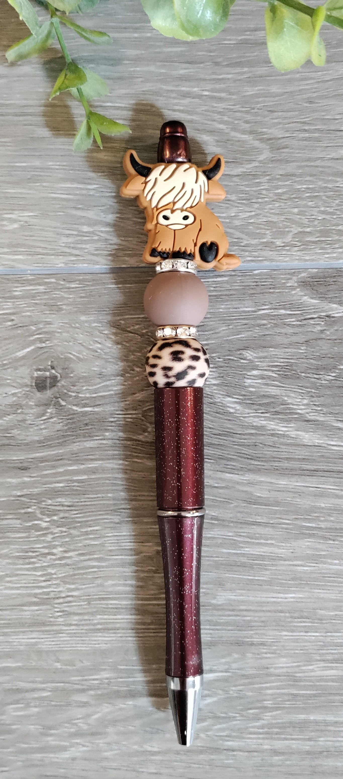 Cow Hide Writing with 2 beads