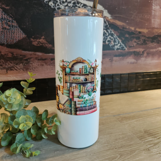 Book Amour Tumbler/White/Stainless Steel
