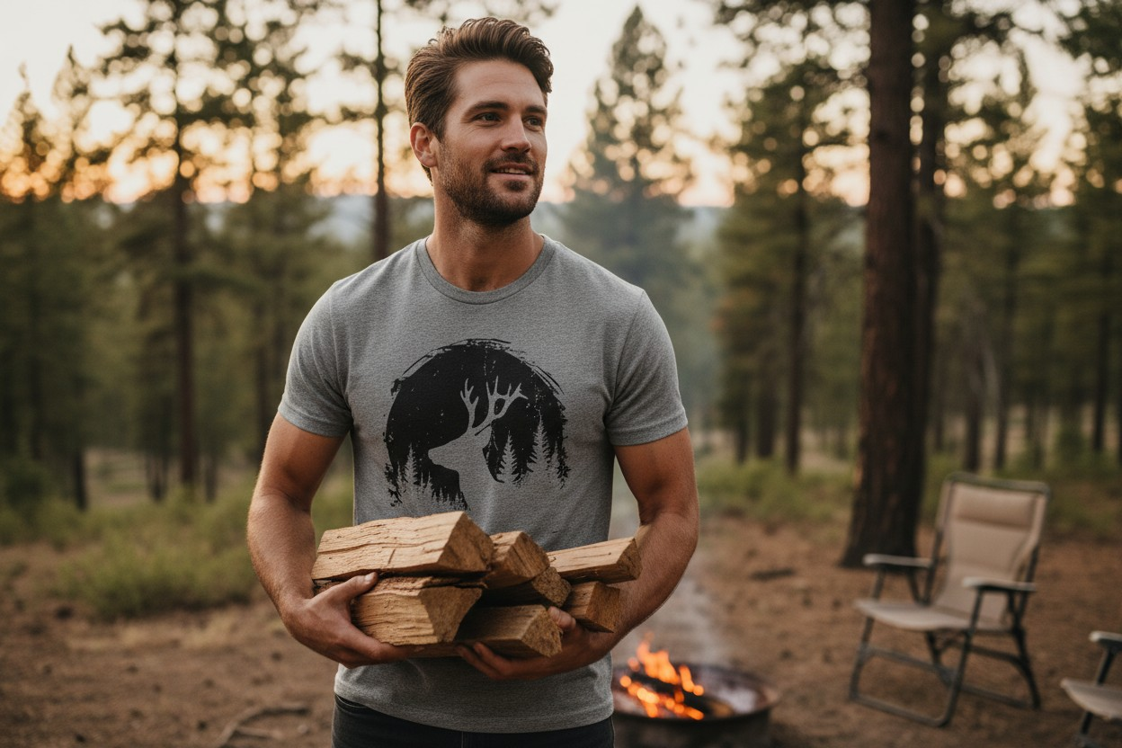 Mens Gray shirt with deer