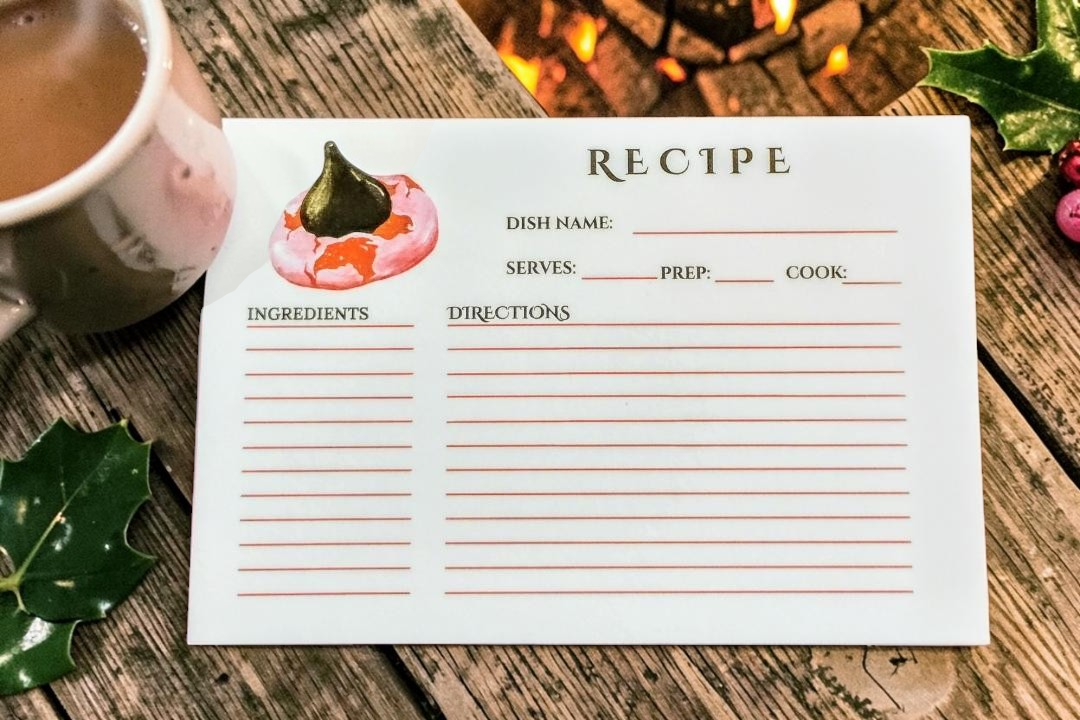 Stationary Holiday Recipe Cards pack of 20