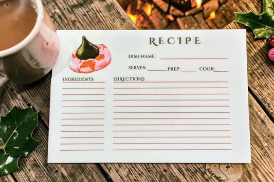 Stationary Holiday Recipe Cards pack of 20