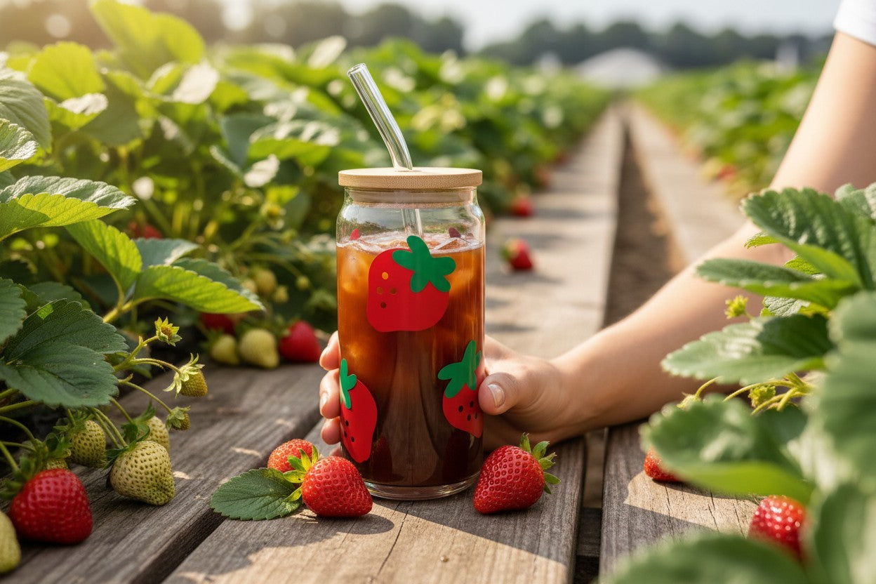 20oz Strawberry Can Glass