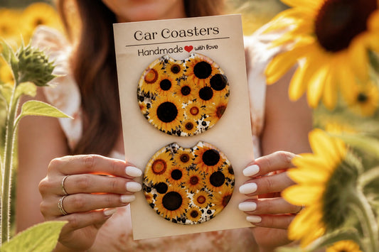 Ceramic Car Coasters Daisies