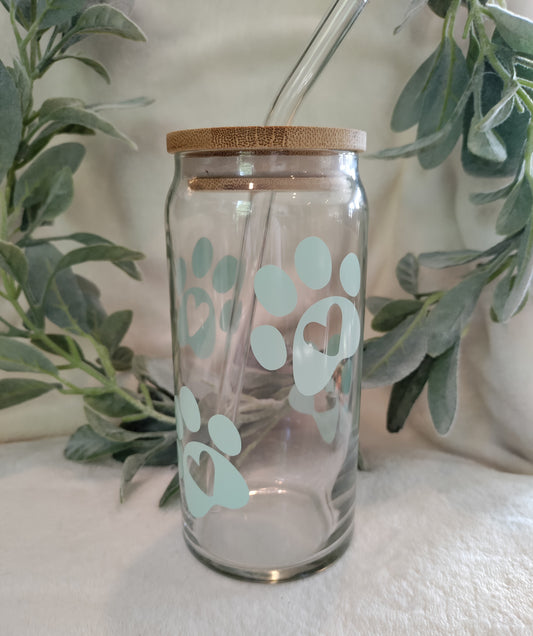 20oz Heart Paw Can Glass